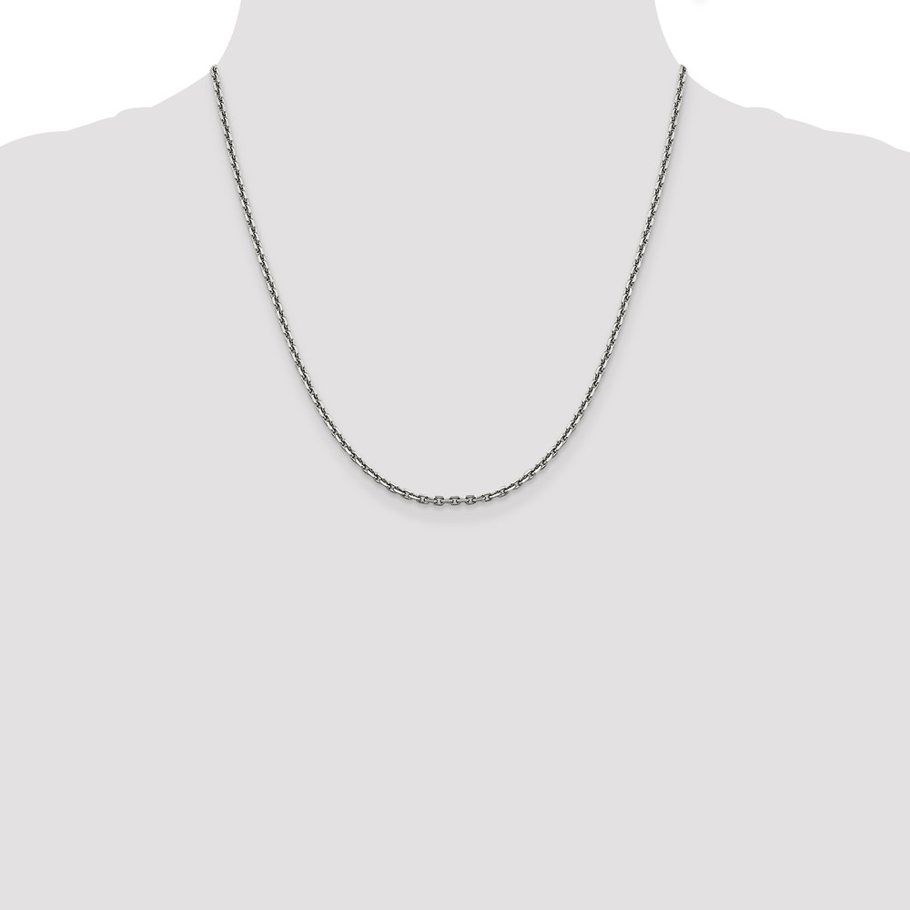 14K White Gold 20 inch 2.5mm Diamond-cut Cable with Lobster Clasp Chain (PEN194-20)