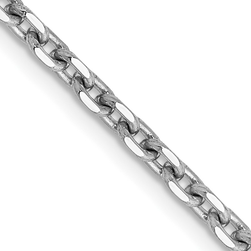 14K White Gold 18 inch 2.5mm Diamond-cut Cable with Lobster Clasp Chain