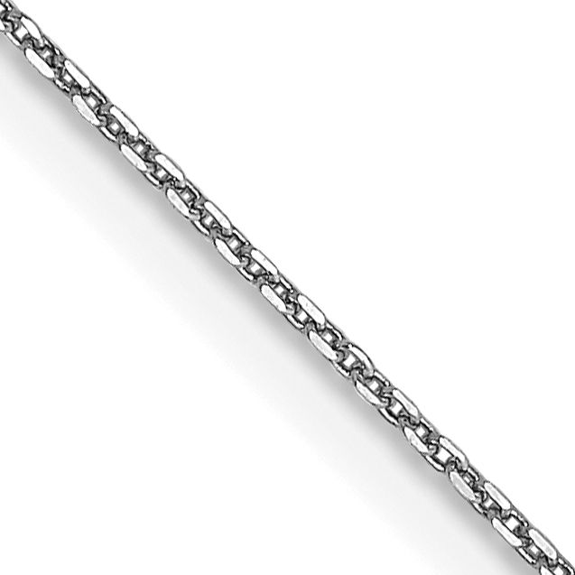 14K White Gold 24 inch .65mm Diamond-cut Round Open Link Cable with Lobster Clasp Chain (PEN195-24)