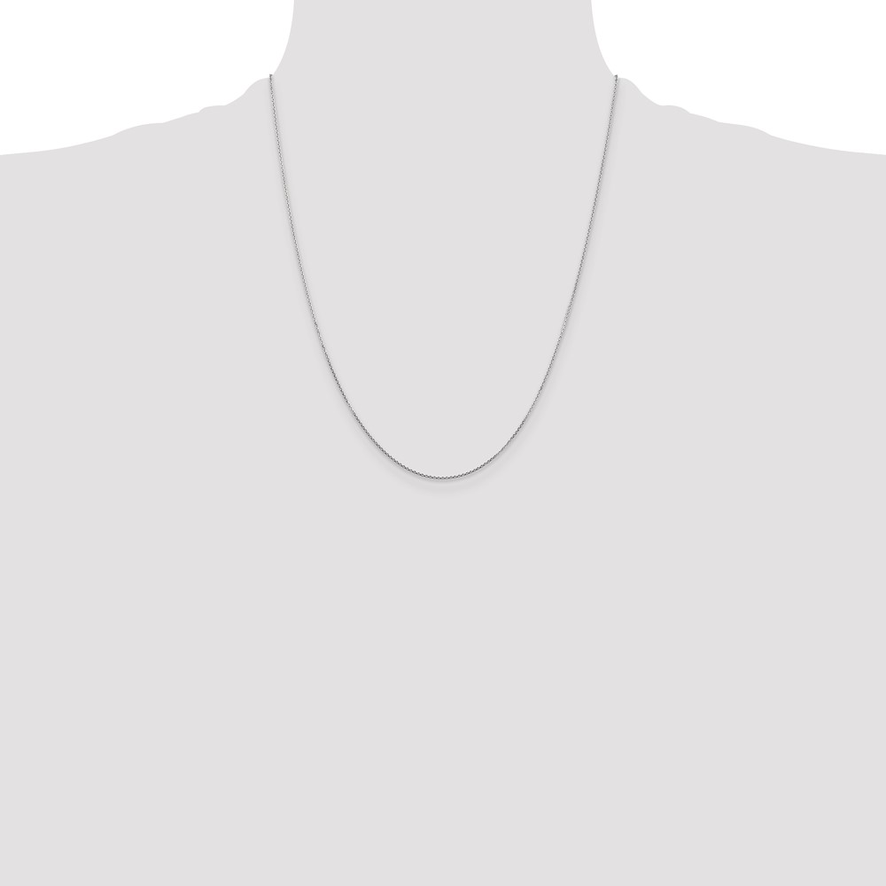 14K White Gold 22 inch .8mm Diamond-cut Round Open Link Cable with Lobster Clasp Chain (PEN196-22)