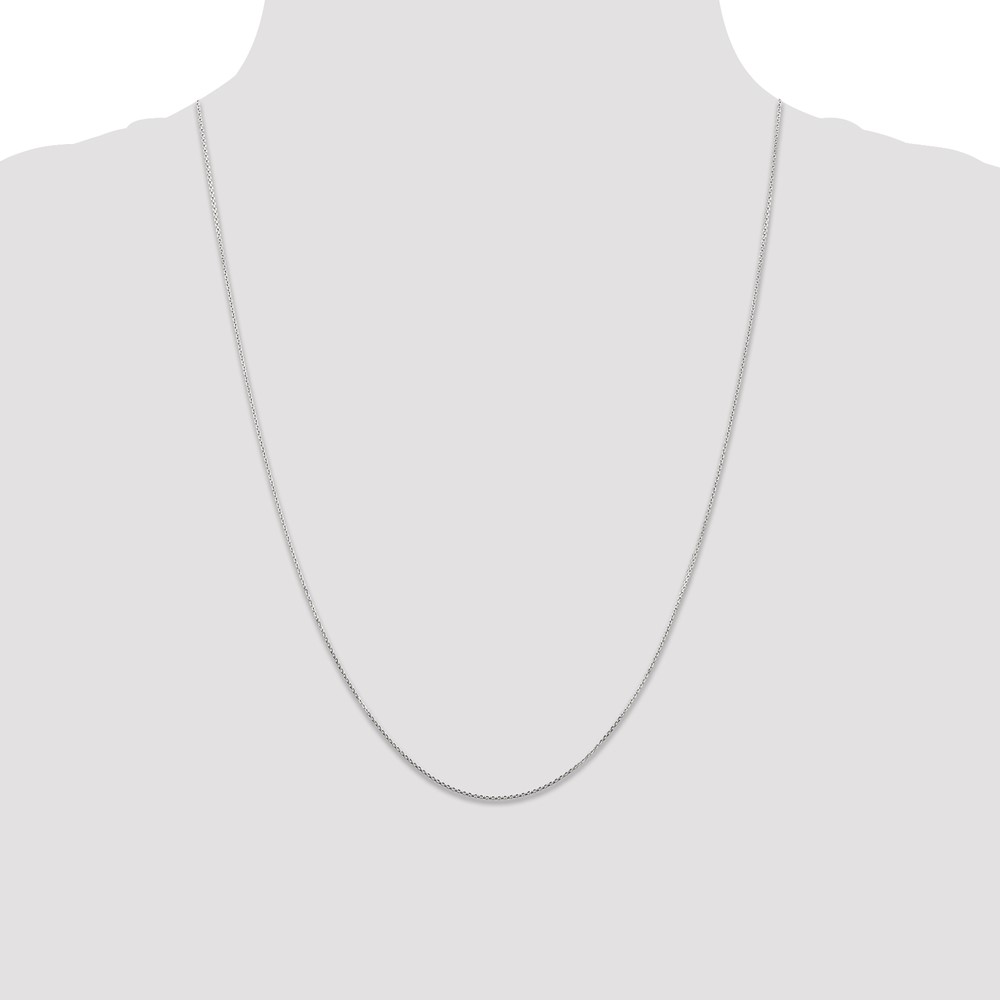 14K White Gold 24 inch .8mm Diamond-cut Round Open Link Cable with Lobster Clasp Chain (PEN196-24)