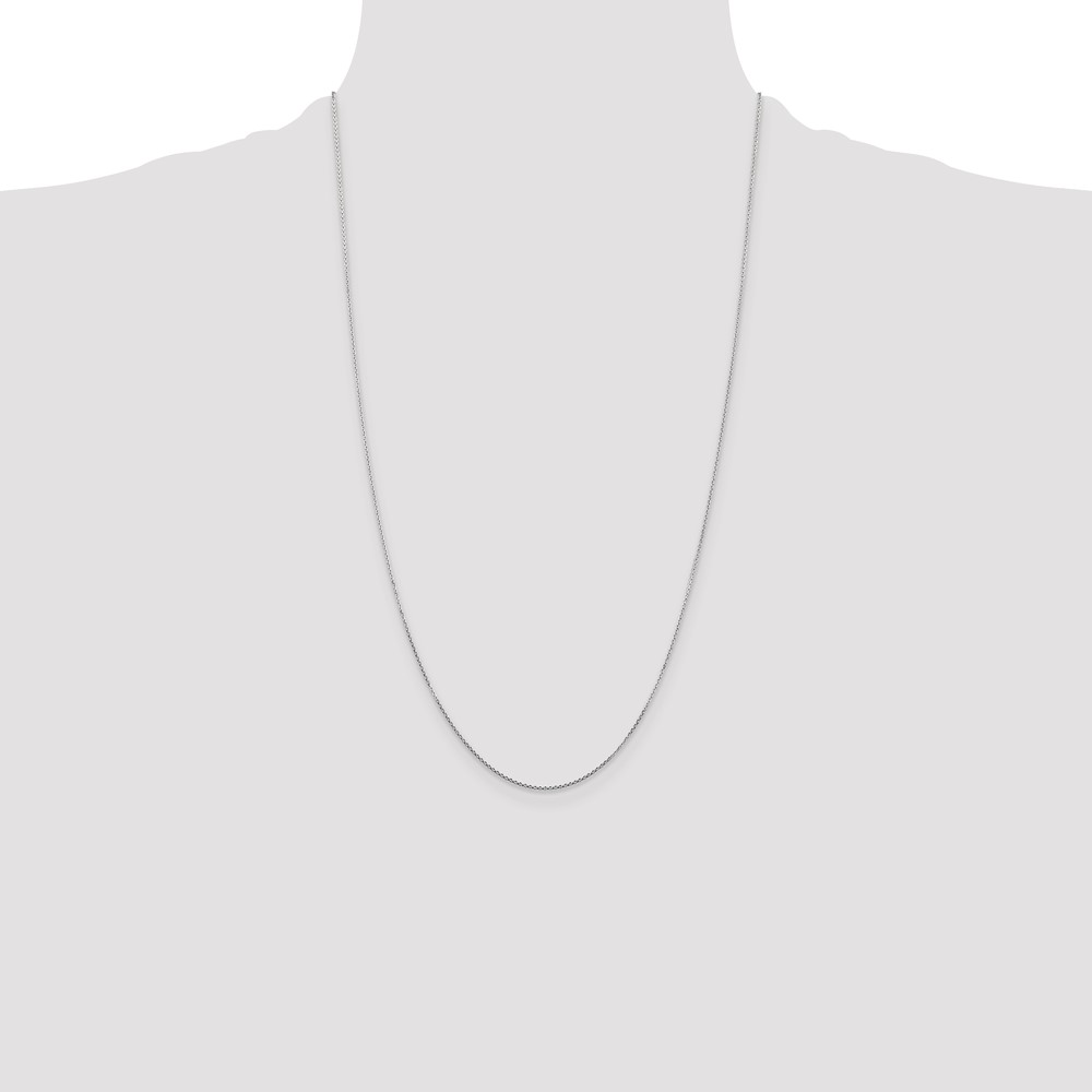 14K White Gold 26 inch .8mm Diamond-cut Round Open Link Cable with Lobster Clasp Chain (PEN196-26)