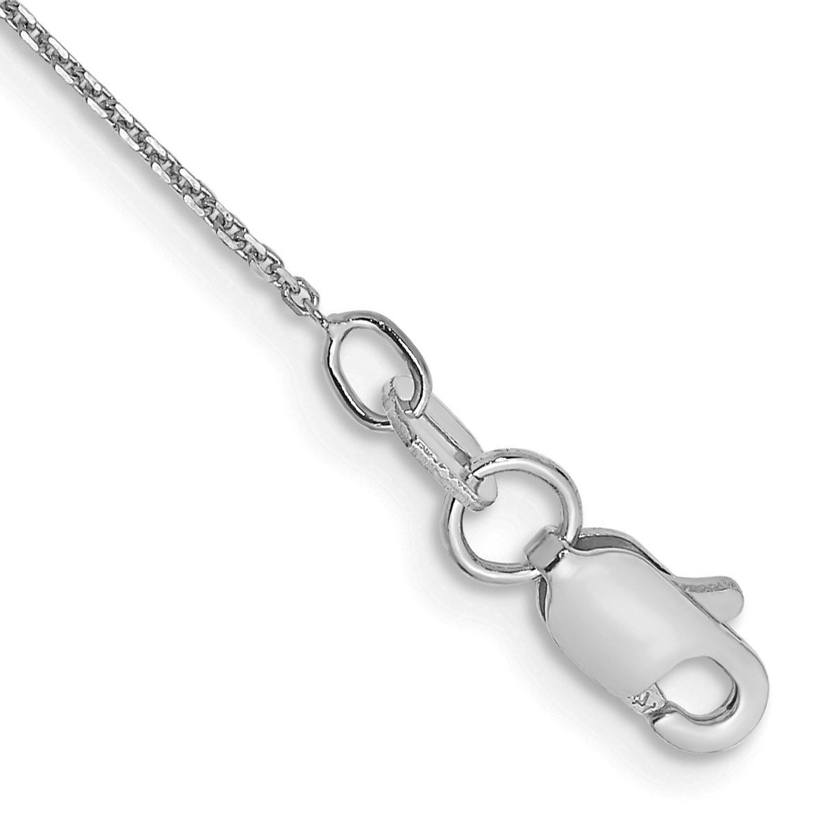 14K White Gold 10 inch .8mm Diamond-cut Round Open Link Cable with Lobster Clasp Anklet (PEN196-10)