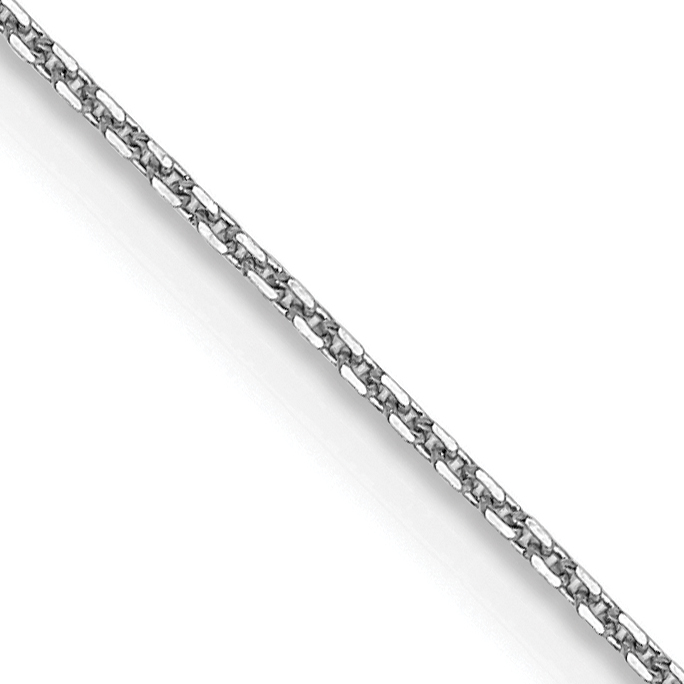 14K White Gold 26 inch .8mm Diamond-cut Round Open Link Cable with Lobster Clasp Chain (PEN196-26)