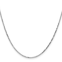 14K White Gold 16 Inch 1.4mm Diamond-cut Round Open Link Cable with Lobster Clasp Chain view 2