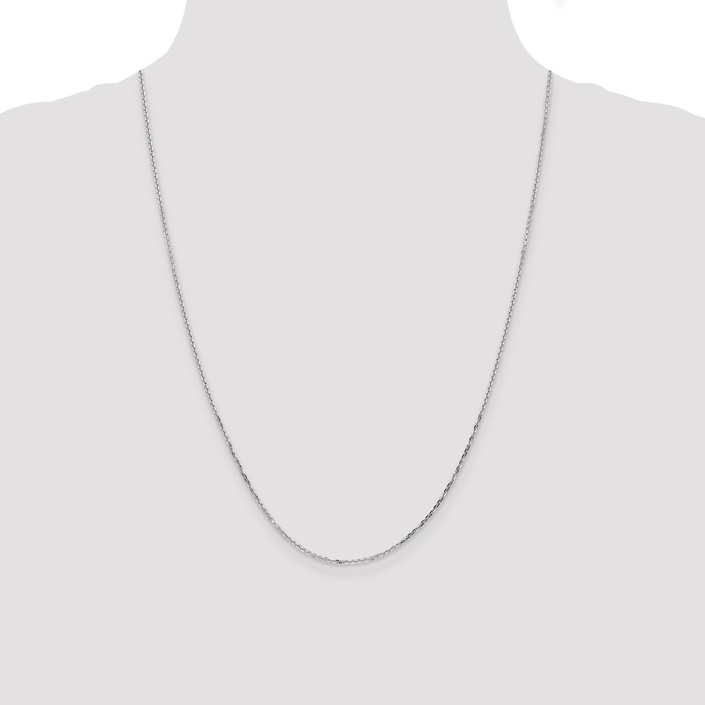 14K White Gold 24 inch 1.4mm Diamond-cut Round Open Link Cable with Lobster Clasp Chain (PEN197-24)