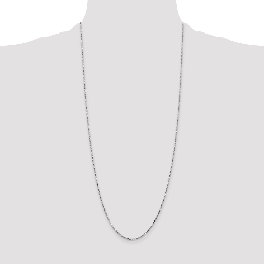 14K White Gold 30 inch 1.4mm Diamond-cut Round Open Link Cable with Lobster Clasp Chain (PEN197-30)