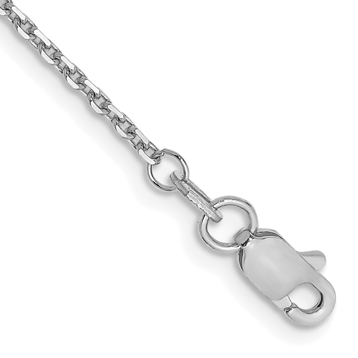 14K White Gold 10 inch 1.4mm Diamond-cut Round Open Link Cable with Lobster Clasp Anklet (PEN197-10)