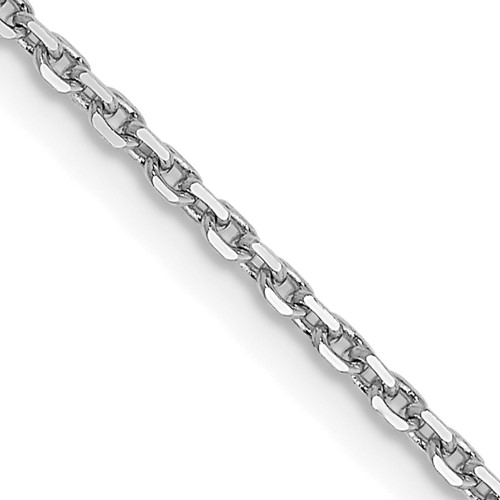 14K White Gold 16 Inch 1.4mm Diamond-cut Round Open Link Cable with Lobster Clasp Chain