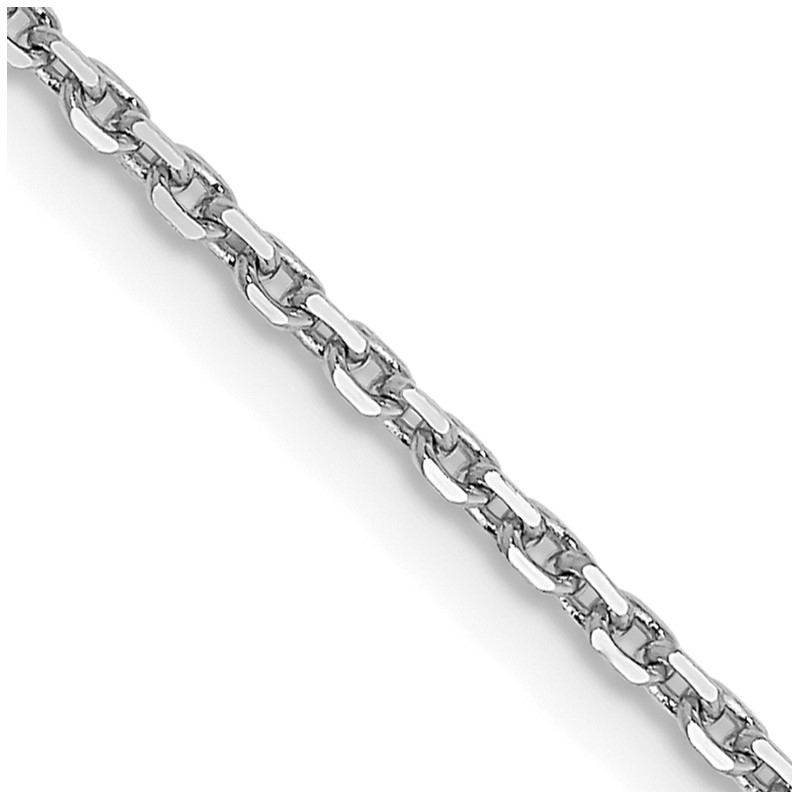 14K White Gold 22 inch 1.4mm Diamond-cut Round Open Link Cable with Lobster Clasp Chain