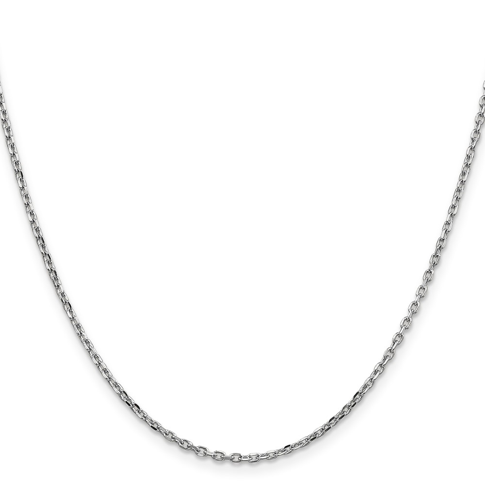 14K White Gold 30 inch 1.8mm Diamond-cut Round Open Link Cable with Lobster Clasp Chain (PEN198-30)
