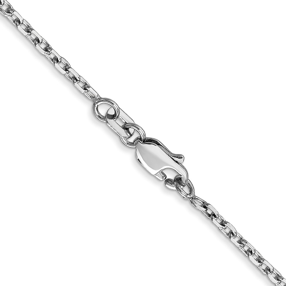 14K White Gold 30 inch 1.8mm Diamond-cut Round Open Link Cable with Lobster Clasp Chain (PEN198-30)