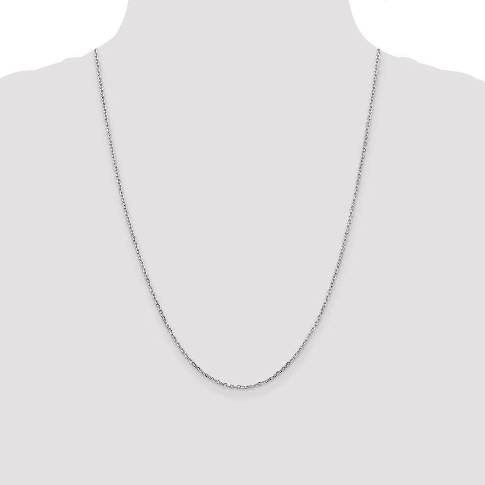 14K White Gold 24 inch 1.8mm Diamond-cut Round Open Link Cable with Lobster Clasp Chain (PEN198-24)