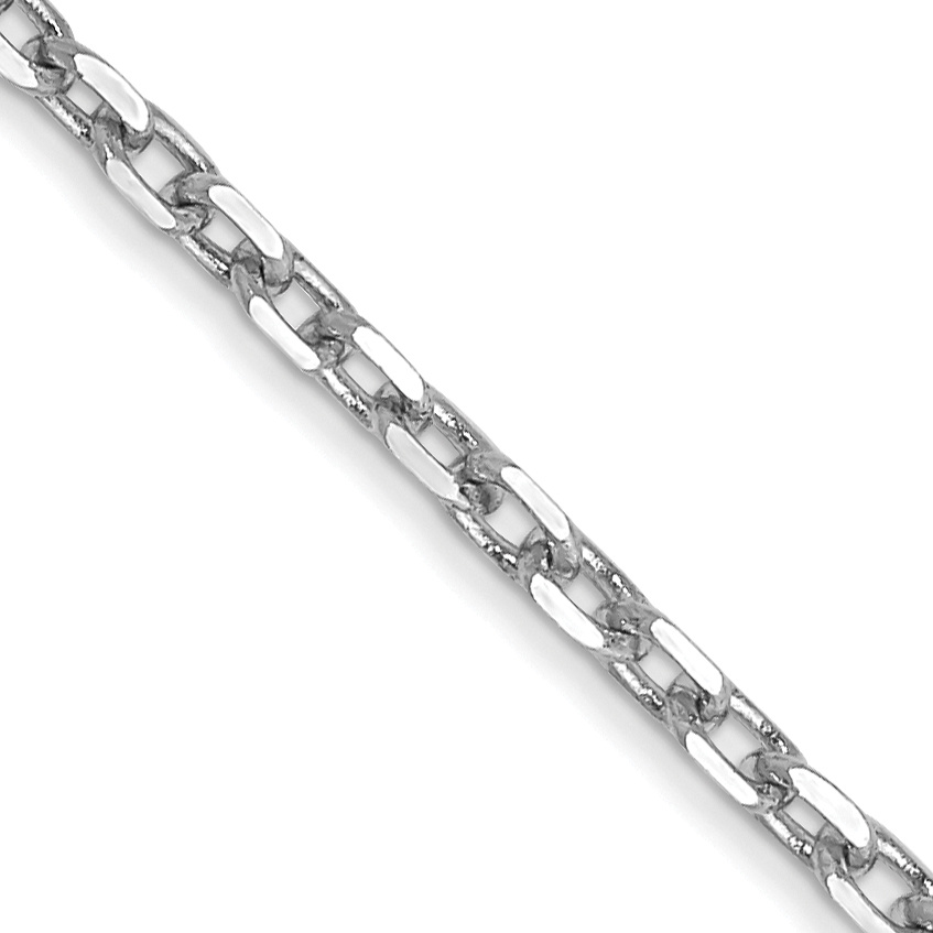 14K White Gold 30 inch 1.8mm Diamond-cut Round Open Link Cable with Lobster Clasp Chain (PEN198-30)