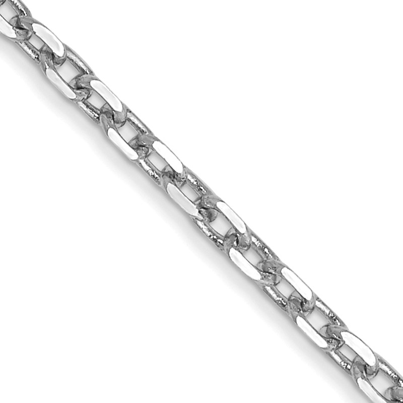 14K White Gold 20 inch 1.8mm Diamond-cut Round Open Link Cable with Lobster Clasp Chain