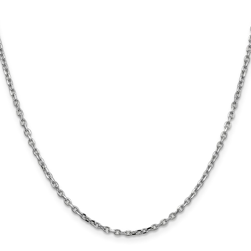14K White Gold 18 inch 2.2mm Diamond-cut Round Open Link Cable with Lobster Clasp Chain