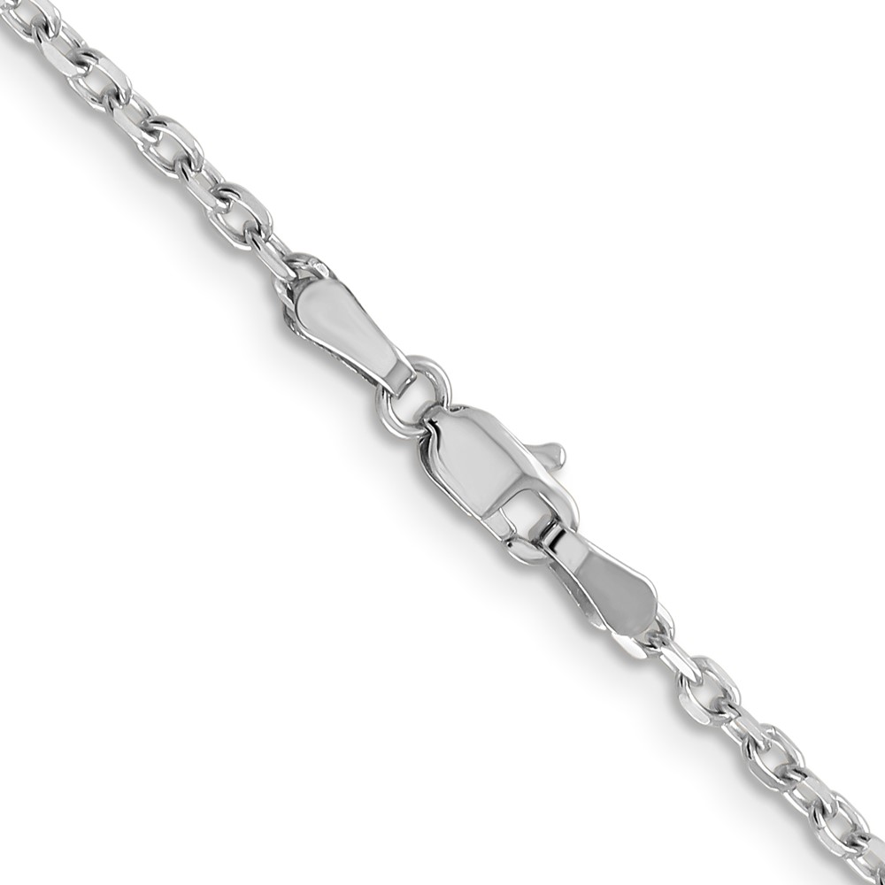 14K White Gold 24 inch 2.2mm Diamond-cut Round Open Link Cable with Lobster Clasp Chain (PEN199-24)