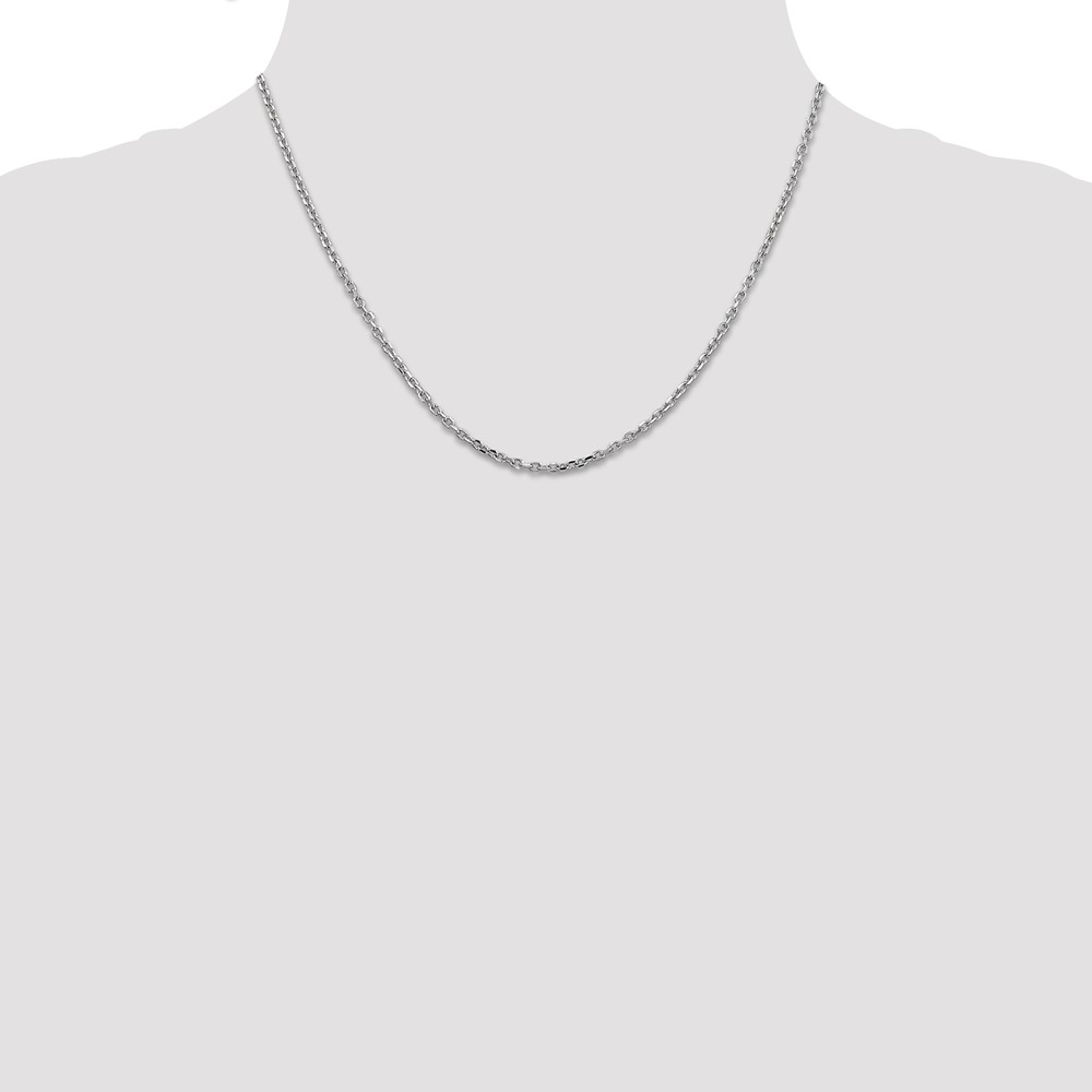 14K White Gold 18 inch 2.2mm Diamond-cut Round Open Link Cable with Lobster Clasp Chain (PEN199-18)
