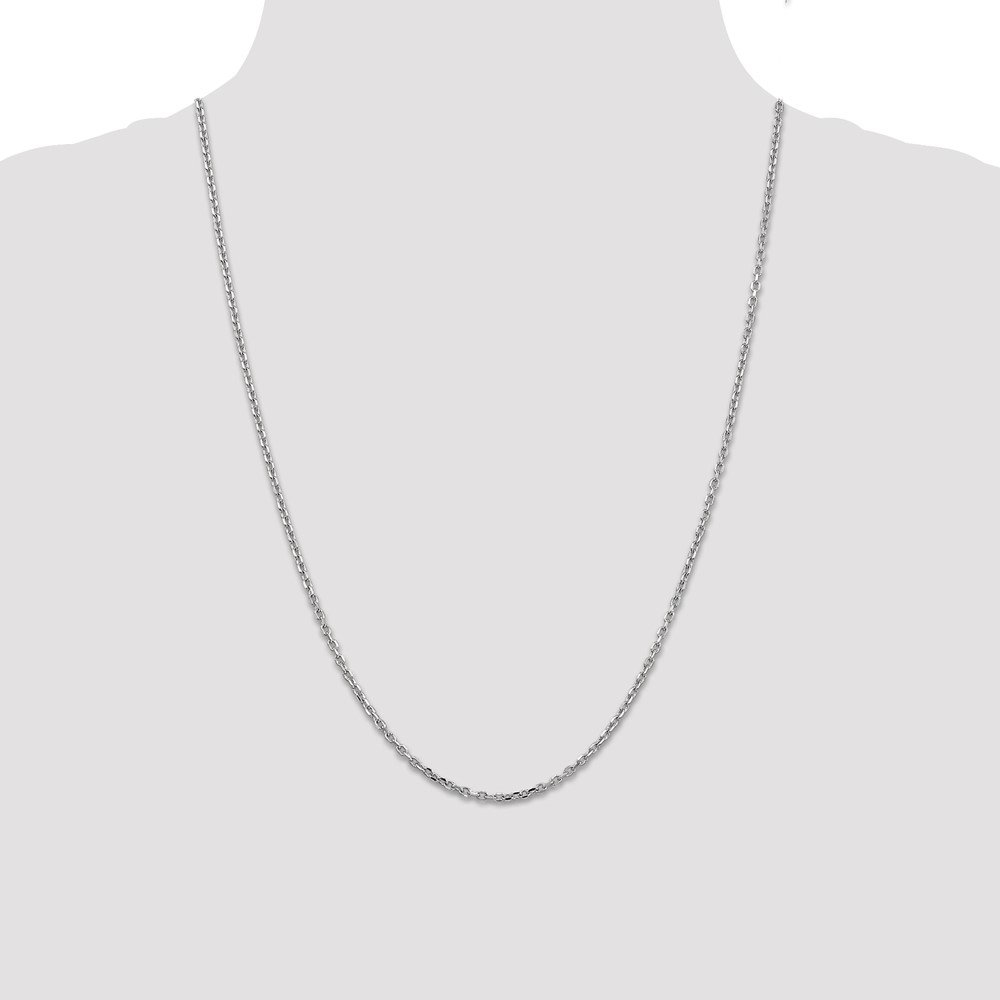 14K White Gold 24 inch 2.2mm Diamond-cut Round Open Link Cable with Lobster Clasp Chain (PEN199-24)