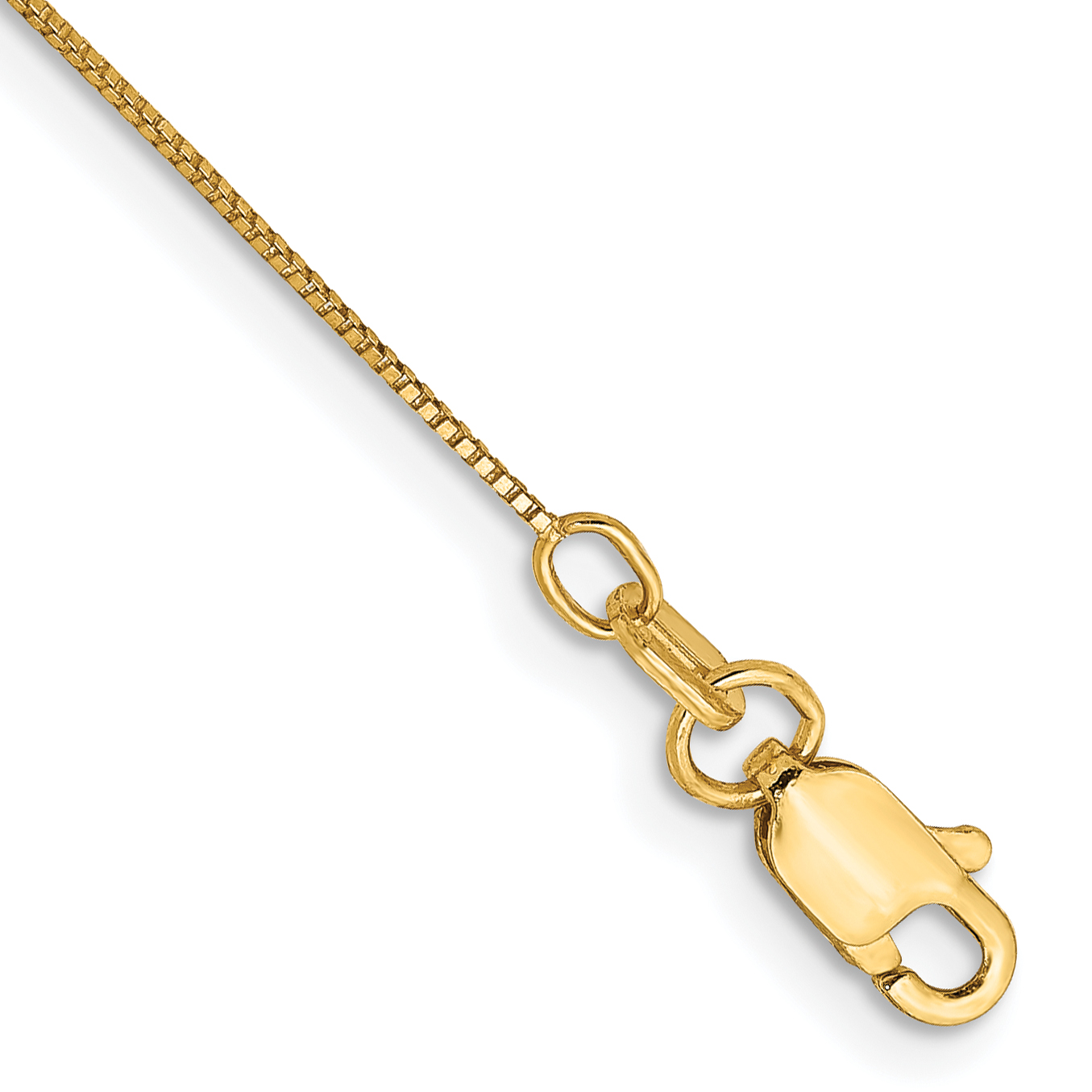 14K 10 inch .5mm Box with Lobster Clasp Anklet (PEN1L-10)