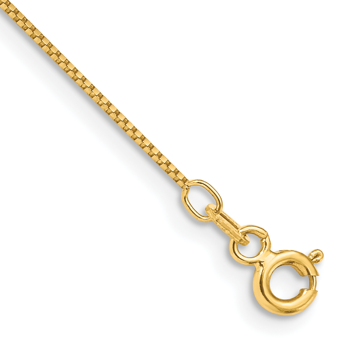 14K 10 inch .7mm Box with Spring Ring Clasp Anklet (PEN2-10)