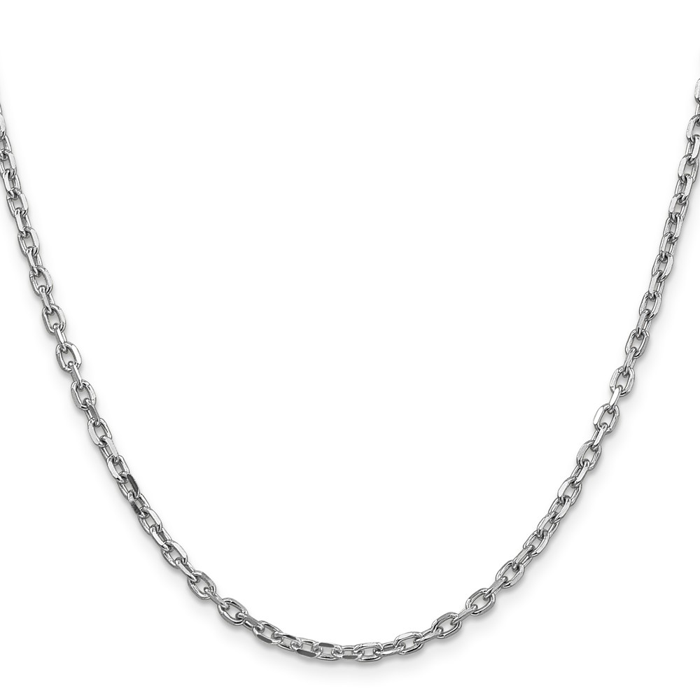14K White Gold 16 inch 3mm Diamond-cut Round Open Link Cable with Lobster Clasp Chain (PEN200-16)