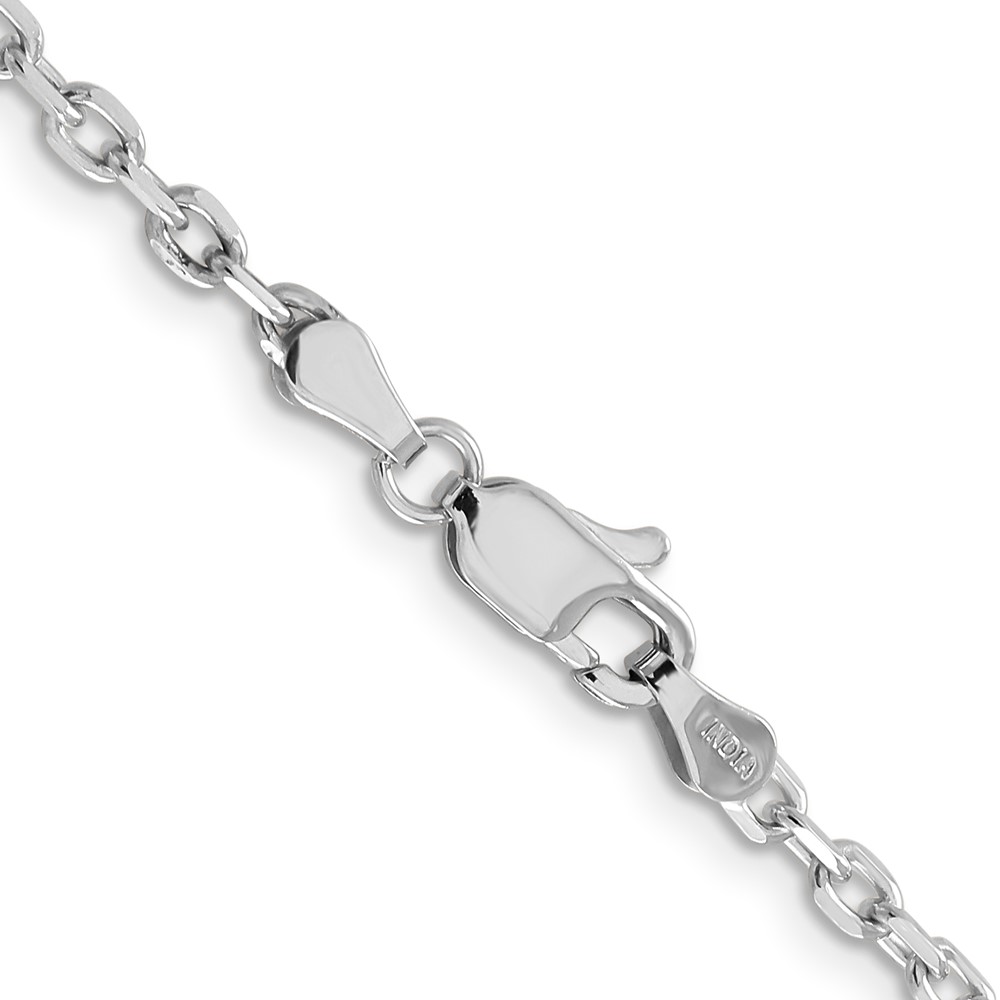 14K White Gold 16 inch 3mm Diamond-cut Round Open Link Cable with Lobster Clasp Chain (PEN200-16)