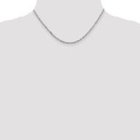 14K White Gold 3mm Diamond-cut Round Open Link Cable Chain with Lobster Clasp, 16" view 4