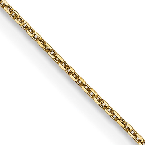 14K 18 Inch .65mm Diamond-cut Round Open Link Cable with Lobster Clasp Chain