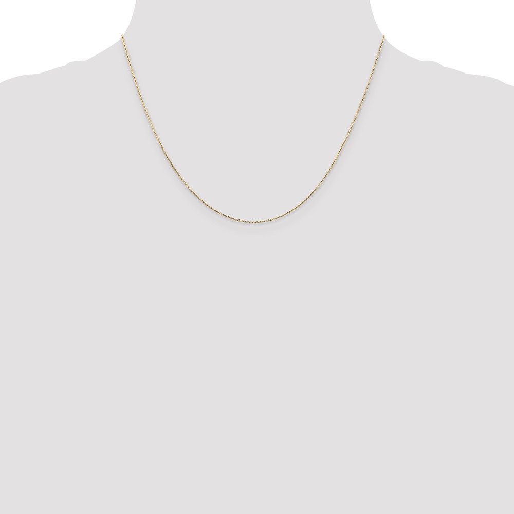 14K 18 inch .8mm Diamond-cut Round Open Link Cable with Lobster Clasp Chain (PEN202-18)