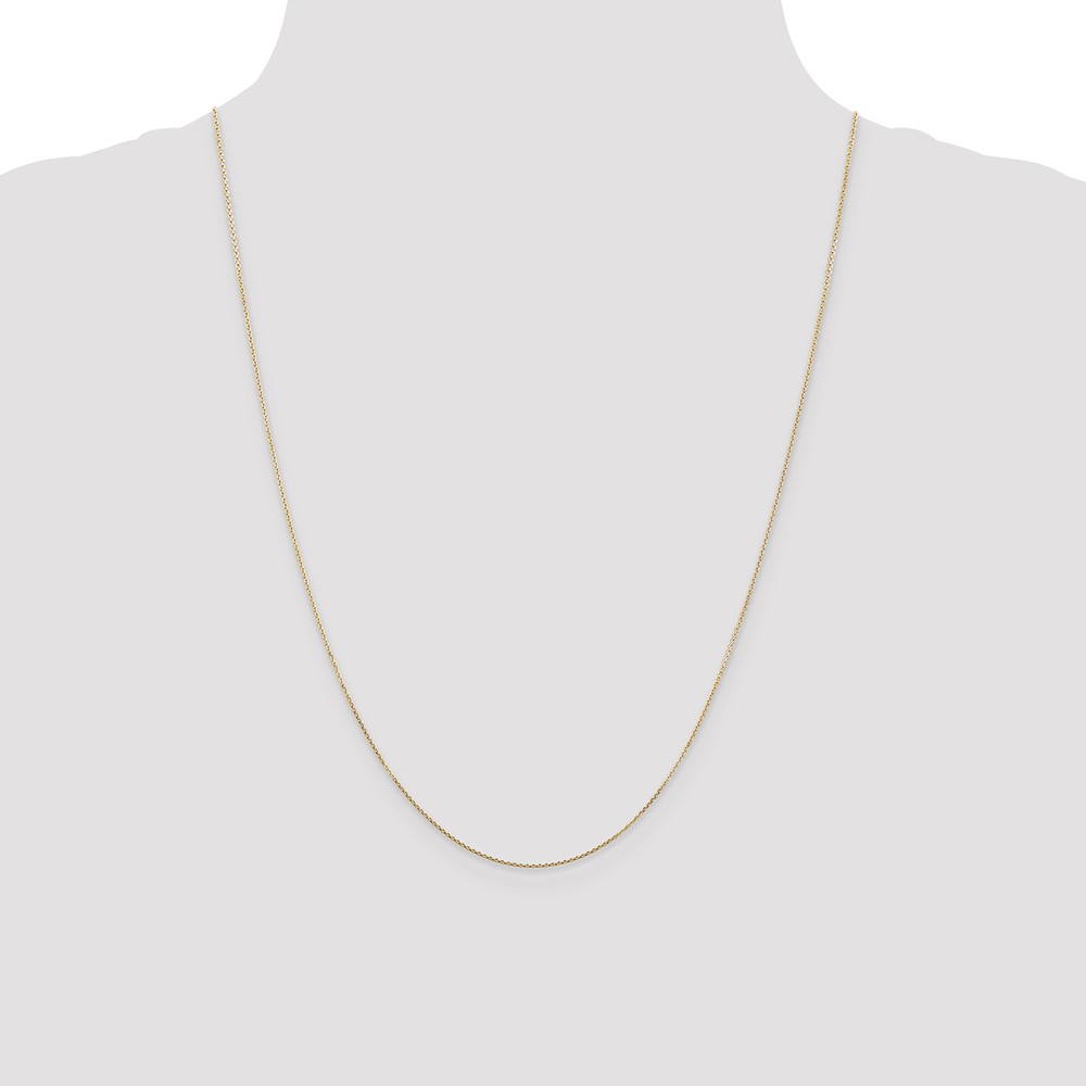 14K 24 inch .8mm Diamond-cut Round Open Link Cable with Lobster Clasp Chain (PEN202-24)