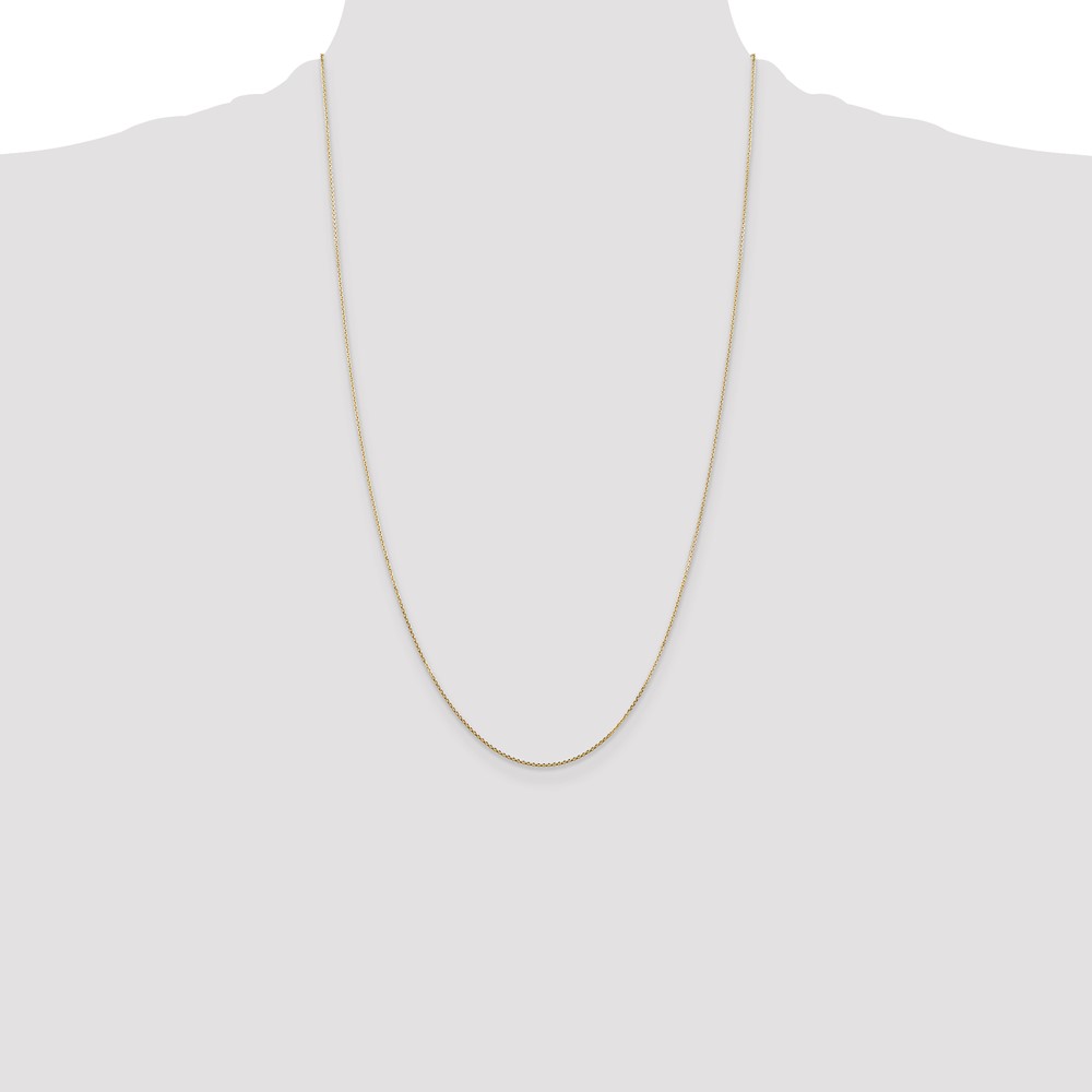 14K 26 inch .8mm Diamond-cut Round Open Link Cable with Lobster Clasp Chain (PEN202-26)