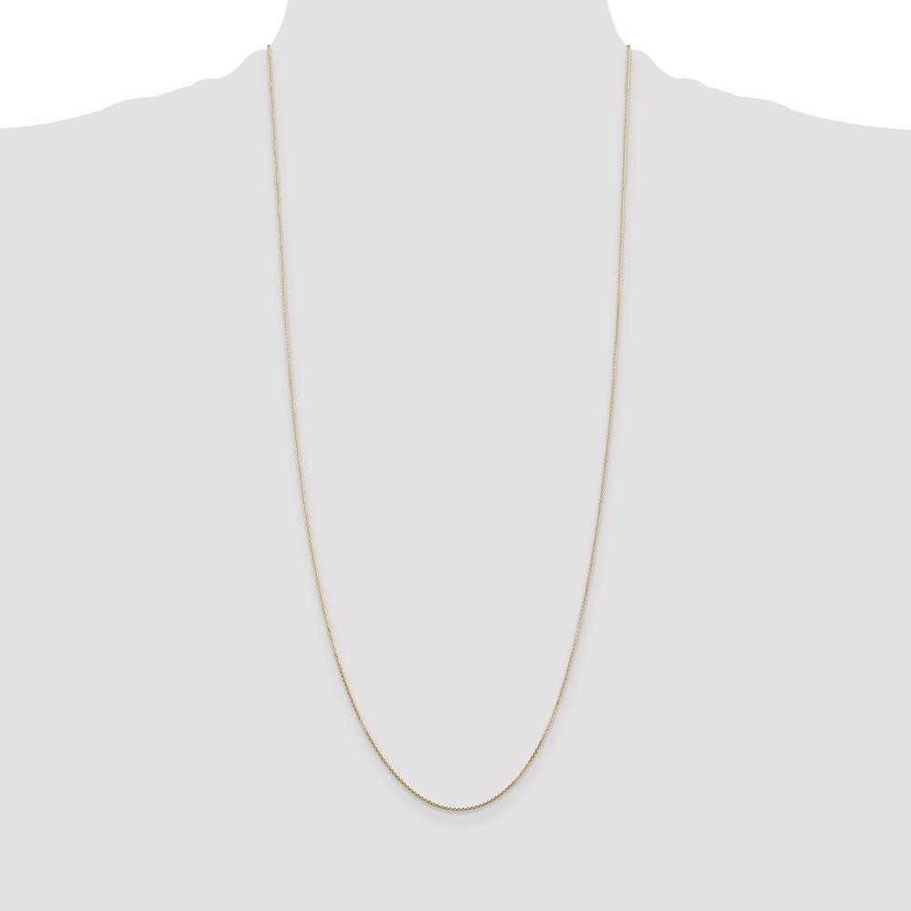 14K 30 inch .8mm Diamond-cut Round Open Link Cable with Lobster Clasp Chain (PEN202-30)