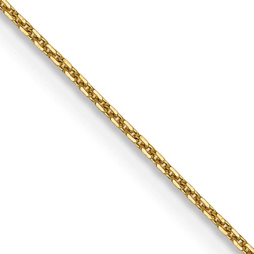 14K 16 Inch .8mm Diamond-cut Round Open Link Cable with Lobster Clasp Chain