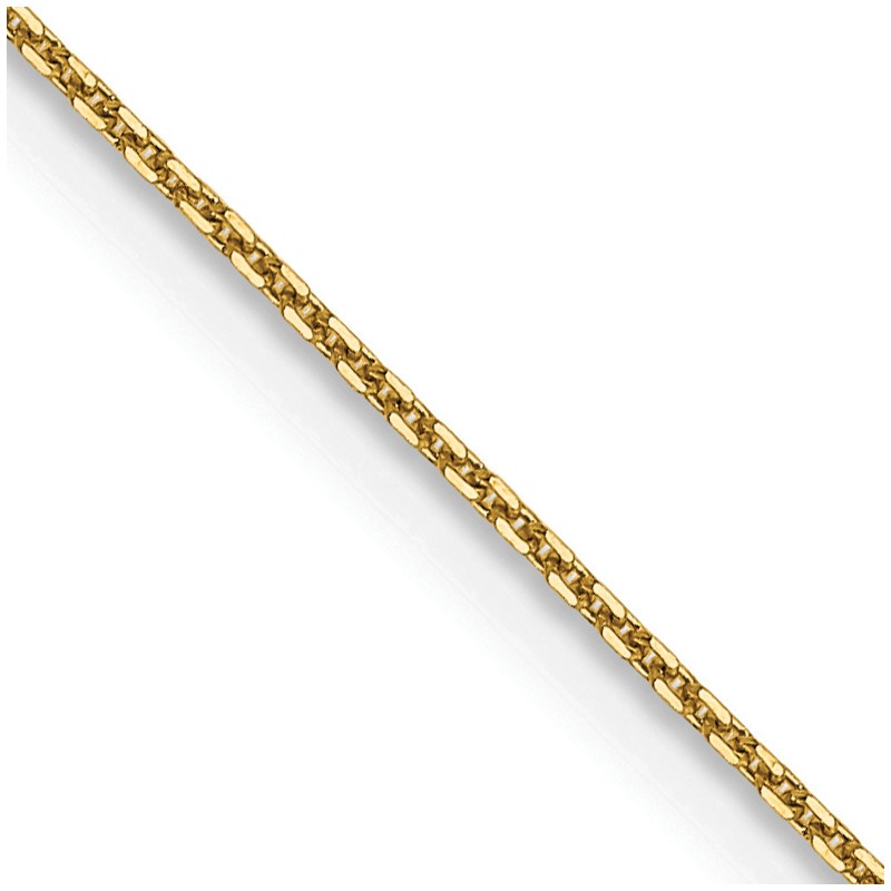 14K 20 inch .8mm Diamond-cut Round Open Link Cable with Lobster Clasp Chain