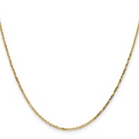 14K 1.4mm Yellow Gold Diamond-cut Round Open Link Cable Chain with Lobster Clasp, 16" view 2