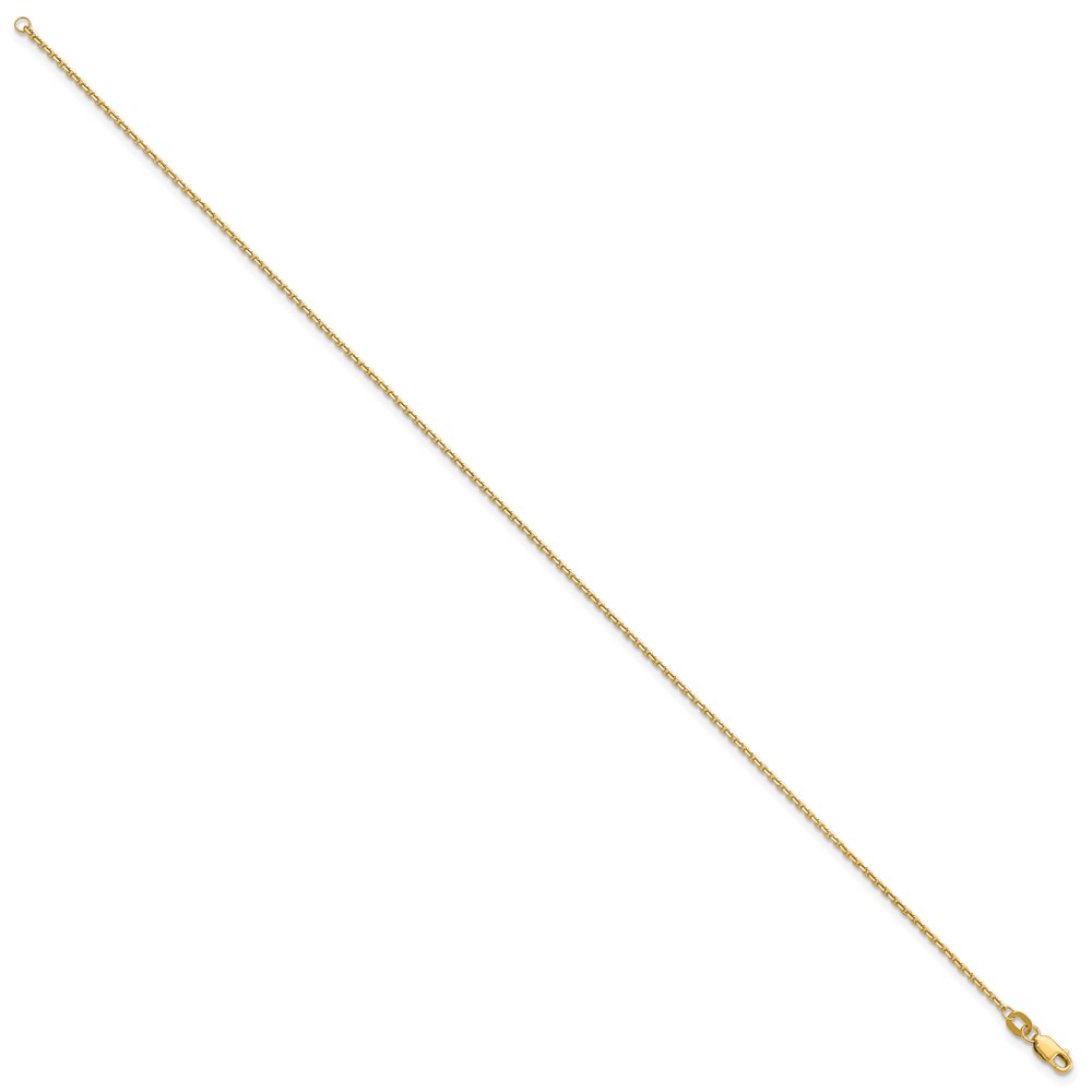 14K 10 inch 1.4mm Diamond-cut Round Open Link Cable with Lobster Clasp Anklet (PEN203-10)