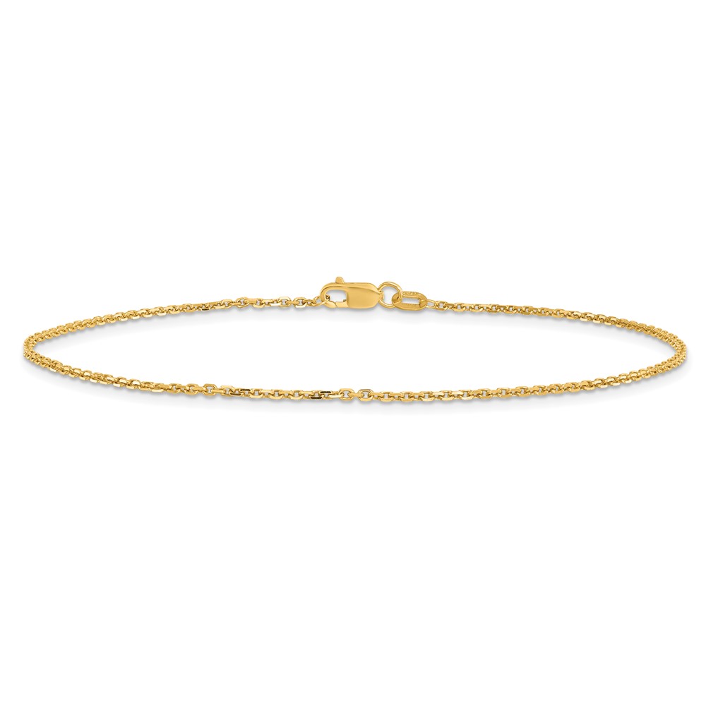 14K 10 inch 1.4mm Diamond-cut Round Open Link Cable with Lobster Clasp Anklet (PEN203-10)