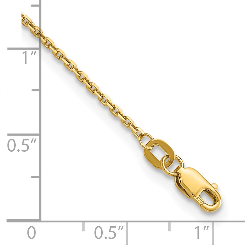 14K 10 inch 1.4mm Diamond-cut Round Open Link Cable with Lobster Clasp Anklet (PEN203-10)