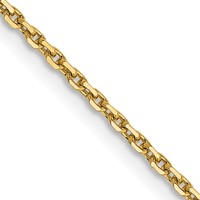 14K 1.4mm Yellow Gold Diamond-cut Round Open Link Cable Chain with Lobster Clasp, 16" view 1