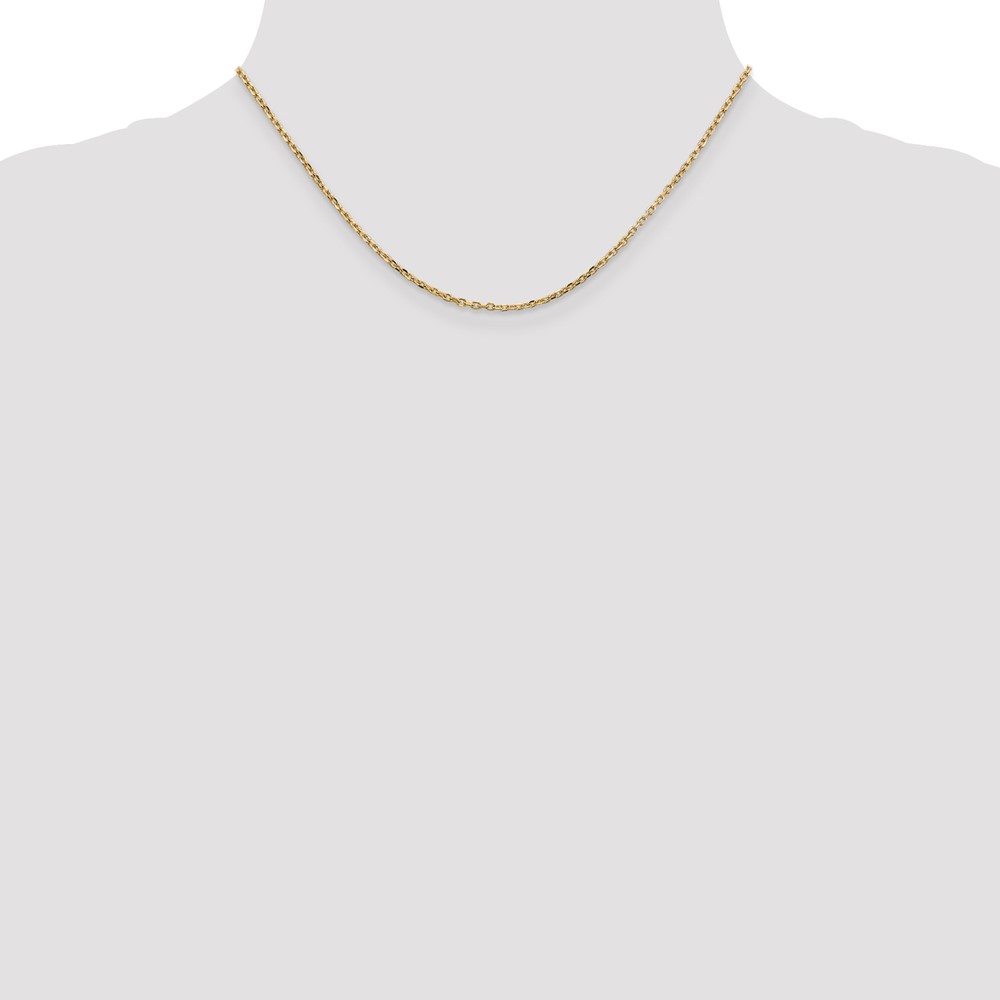 14K 16 inch 1.8mm Diamond-cut Round Open Link Cable with Lobster Clasp Chain (PEN204-16)