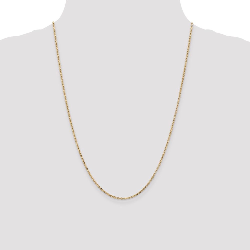 14K 24 inch 1.8mm Diamond-cut Round Open Link Cable with Lobster Clasp Chain (PEN204-24)