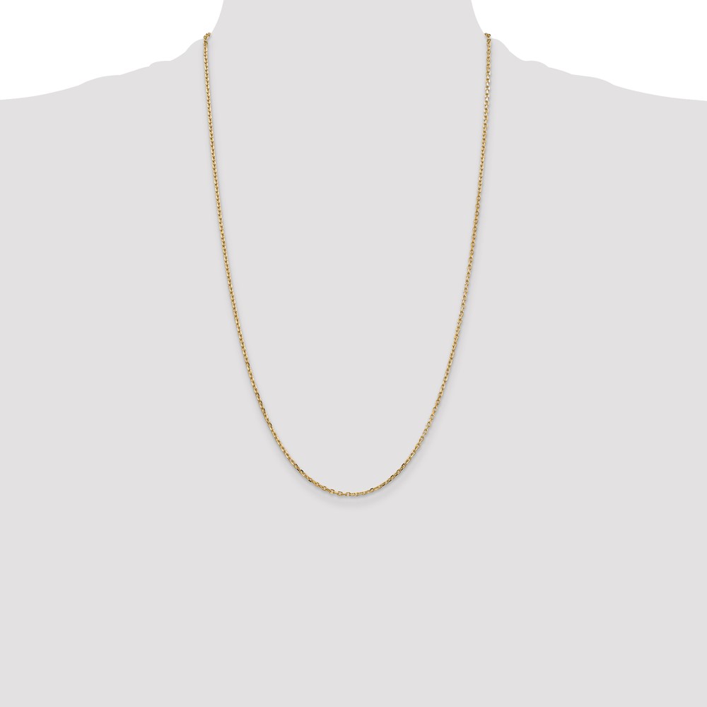 14K 26 inch 1.8mm Diamond-cut Round Open Link Cable with Lobster Clasp Chain (PEN204-26)