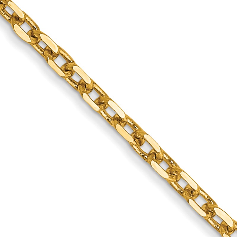 14K 22 inch 1.8mm Diamond-cut Round Open Link Cable with Lobster Clasp Chain