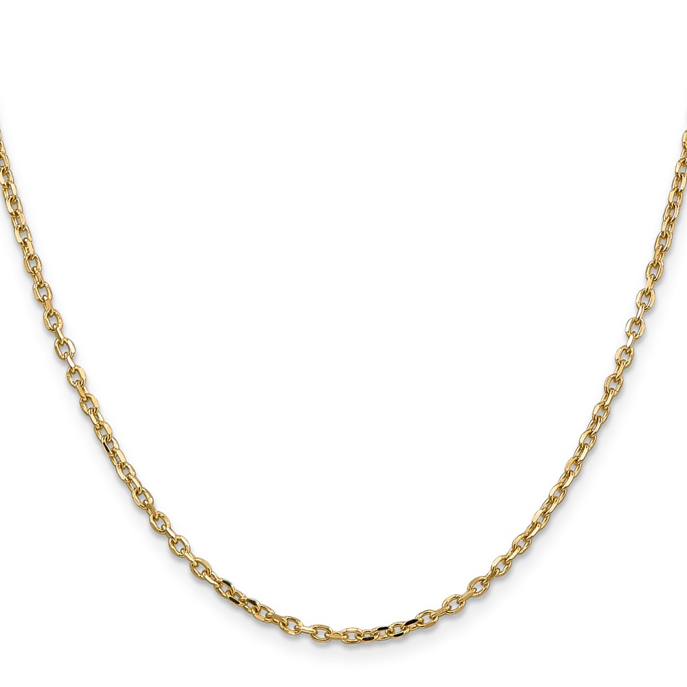 14K 18 inch 2.2mm Diamond-cut Round Open Link Cable with Lobster Clasp Chain (PEN205-18)