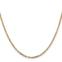 14K 2.2mm Yellow Gold Diamond-cut Round Open Link Cable Chain with Lobster Clasp, 18" view 2
