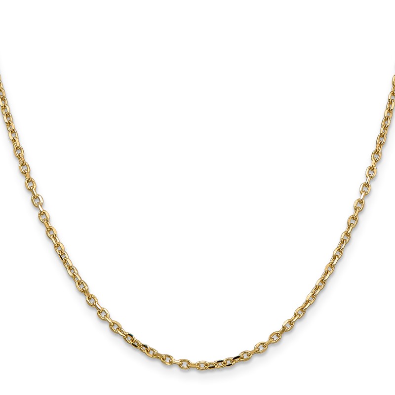 14K 16 inch 2.2mm Diamond-cut Round Open Link Cable with Lobster Clasp Chain