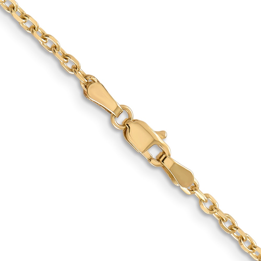 14K 18 inch 2.2mm Diamond-cut Round Open Link Cable with Lobster Clasp Chain (PEN205-18)