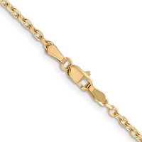14K 2.2mm Yellow Gold Diamond-cut Round Open Link Cable Chain with Lobster Clasp, 18" view 3