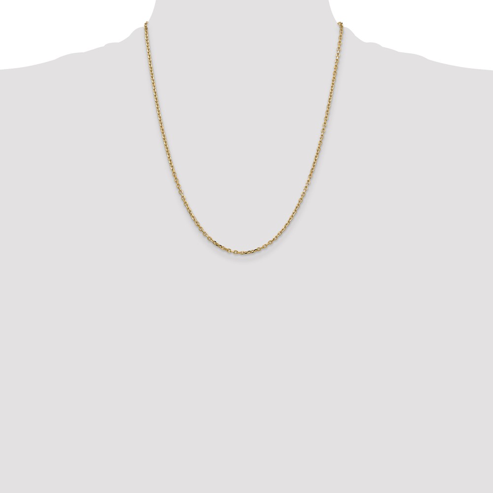 14K 22 inch 2.2mm Diamond-cut Round Open Link Cable with Lobster Clasp Chain (PEN205-22)